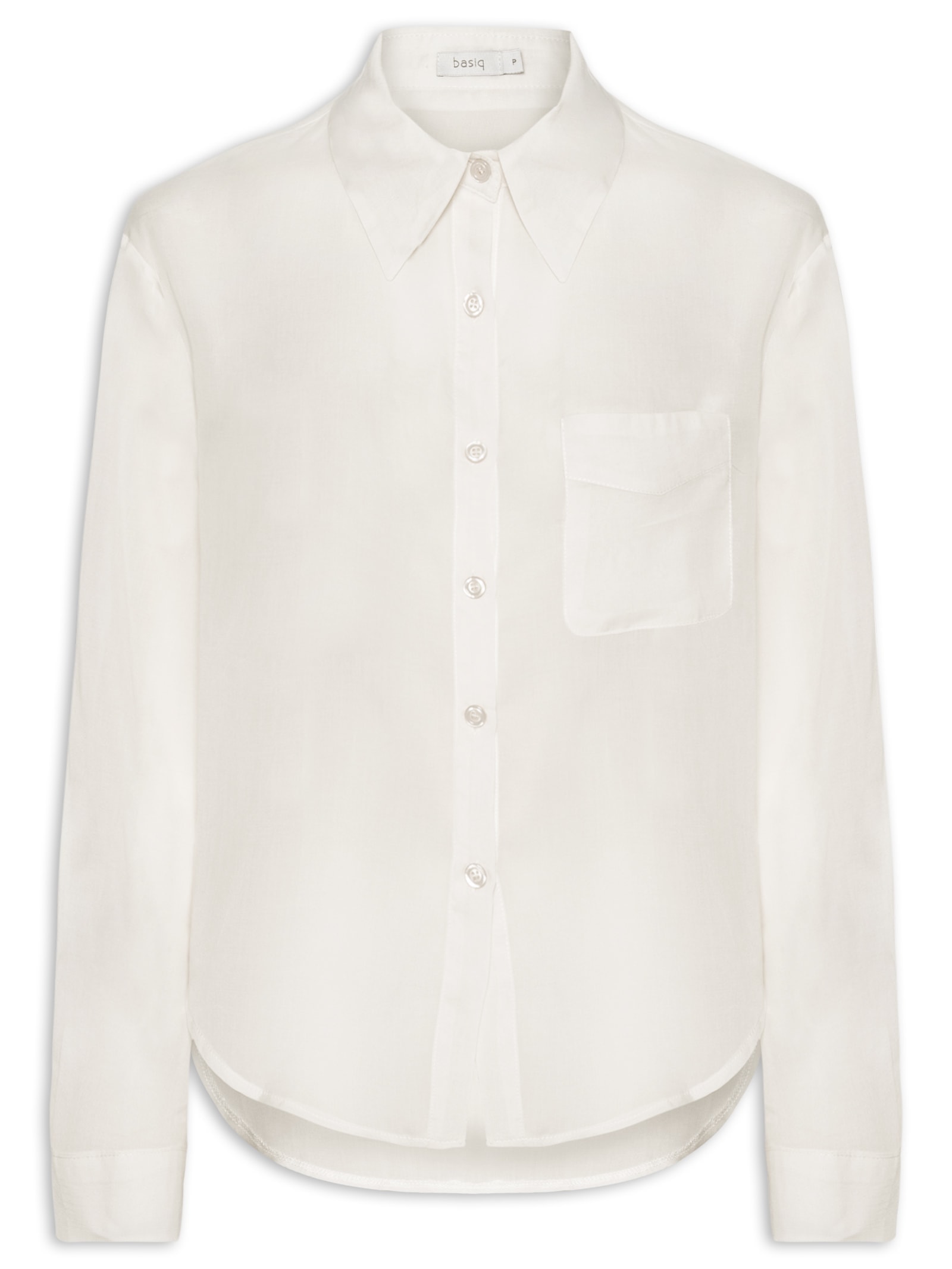 Camisa Feminina Básica Com Bolso Branco Basiq