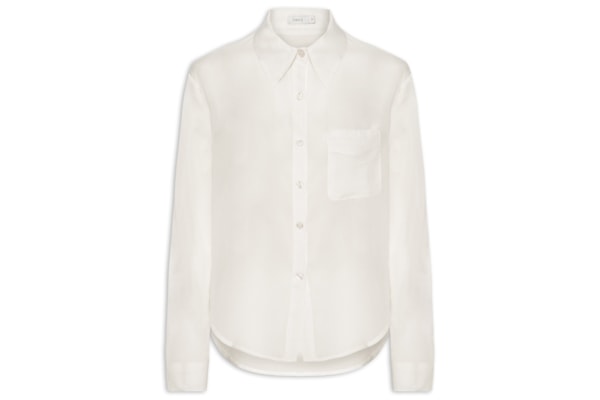 Camisa Feminina Básica Com Bolso - Branco