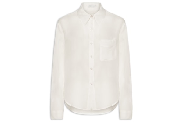 Camisa Feminina Básica Com Bolso - Branco