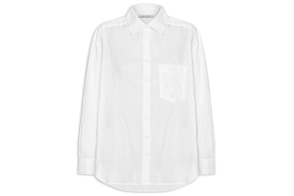 Camisa Feminina Básica Com Bolso - Branco