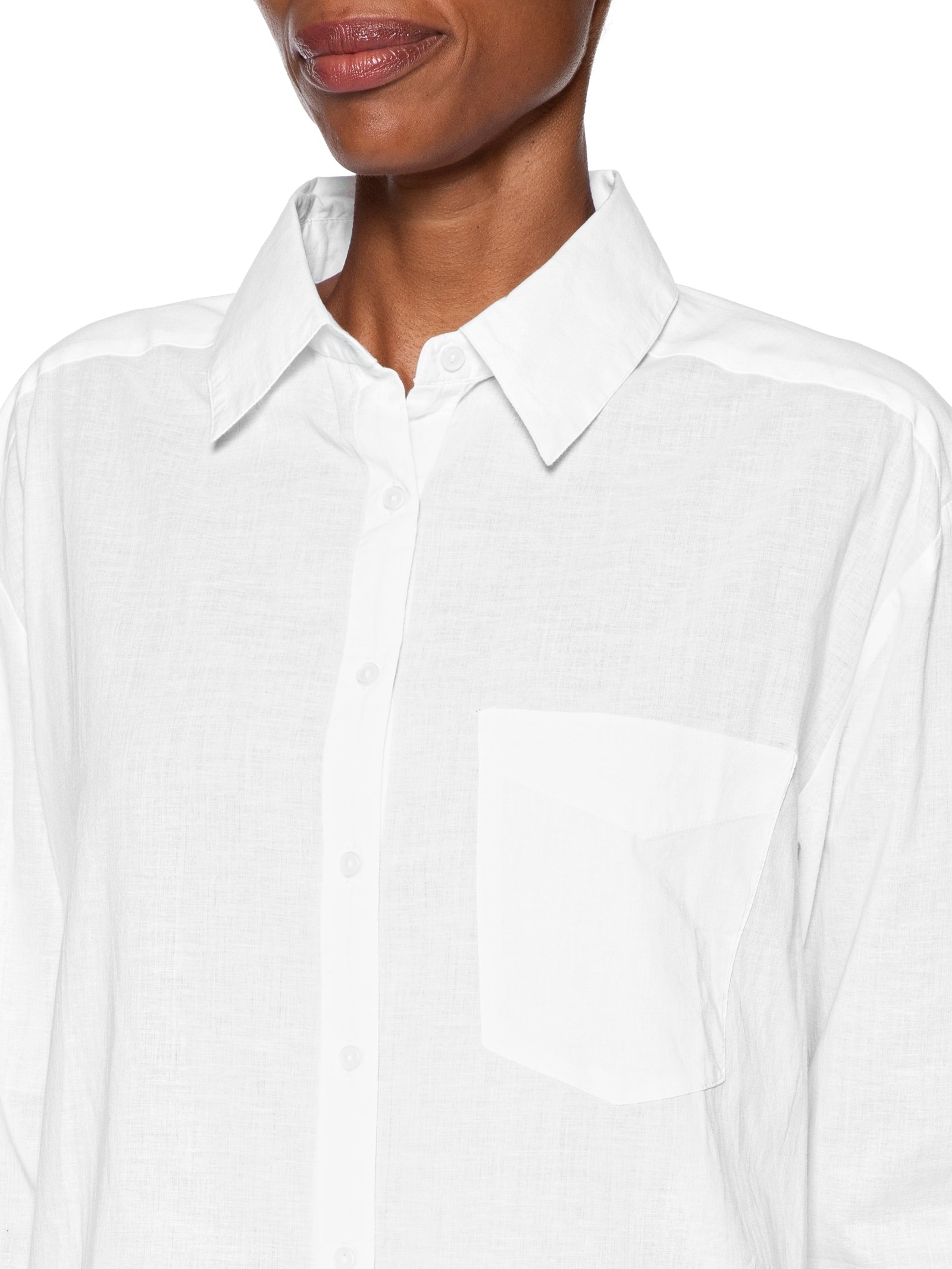 Camisa Feminina Básica Com Bolso Branco Animale Jeans