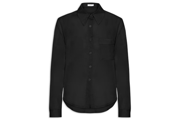 Camisa Feminina Básica Com Bolso - Preto