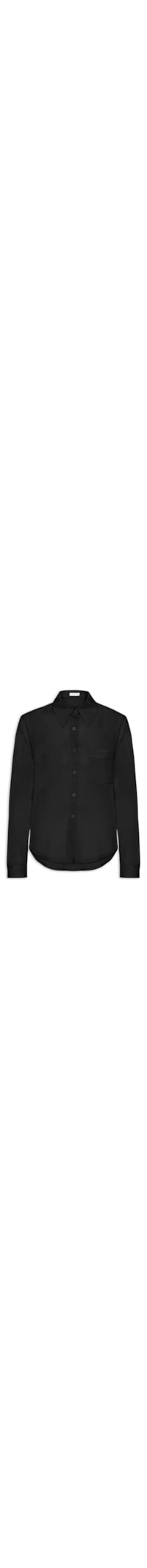 Camisa Feminina Básica Com Bolso - Preto