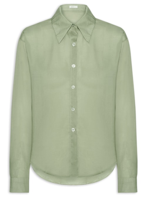 Camisa Feminina Básica Com Bolso – Verde