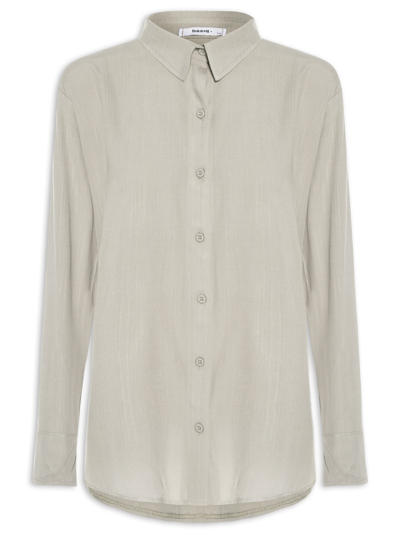 Camisa Feminina Básica Manga Longa Cinza Basiq