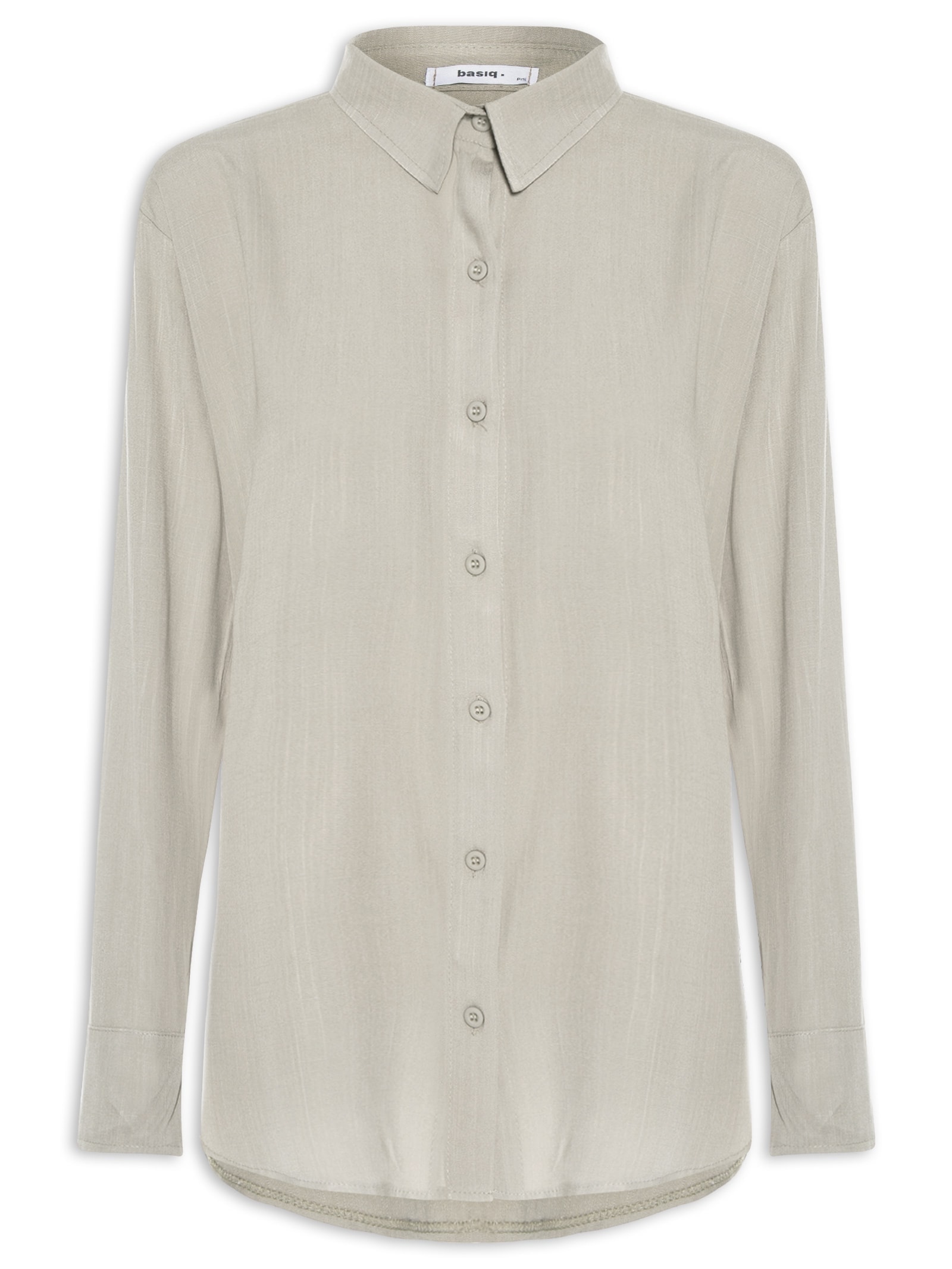 Camisa Feminina Básica Manga Longa Cinza Basiq