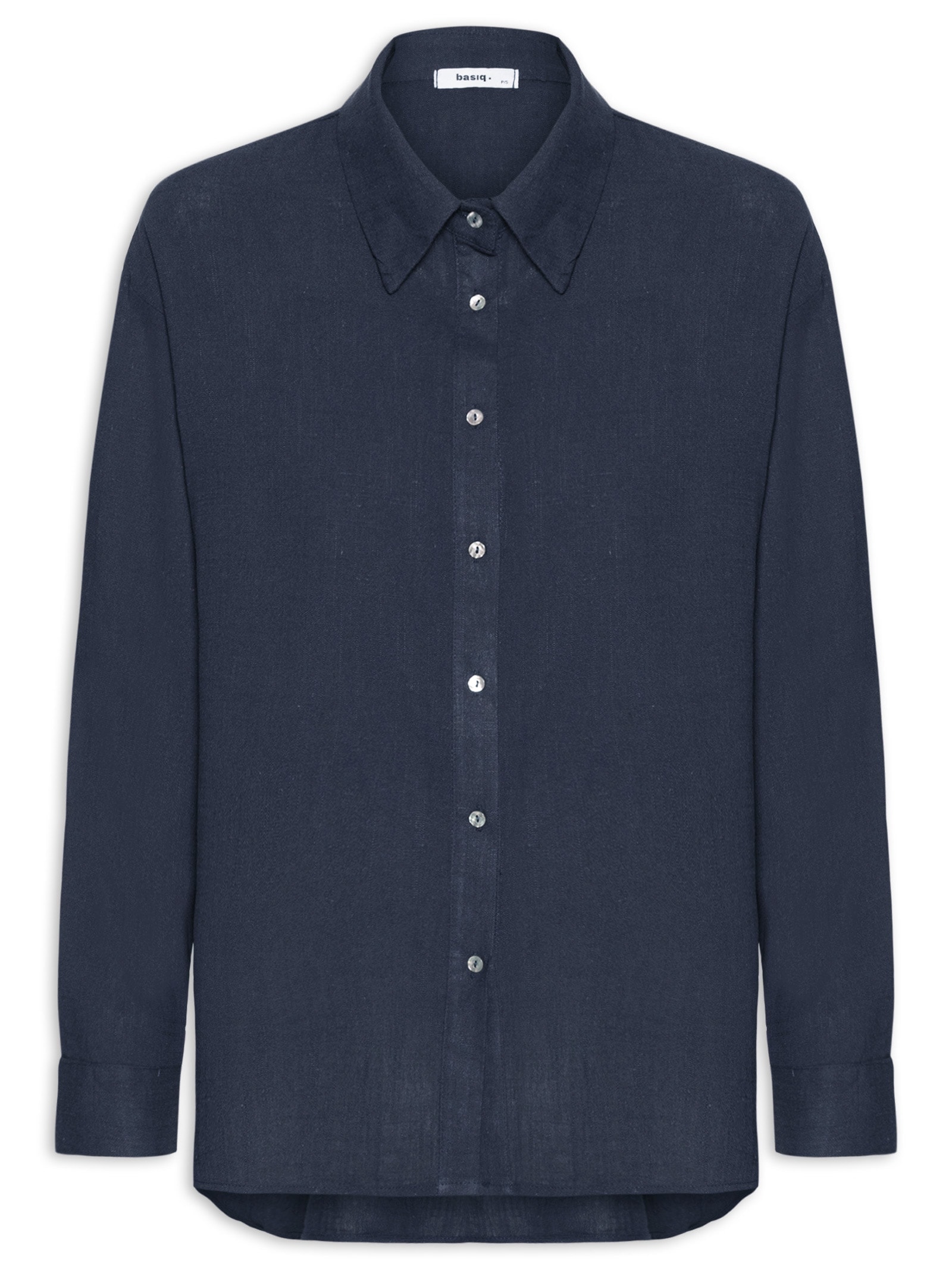 Camisa Feminina Básica – Azul Basiq