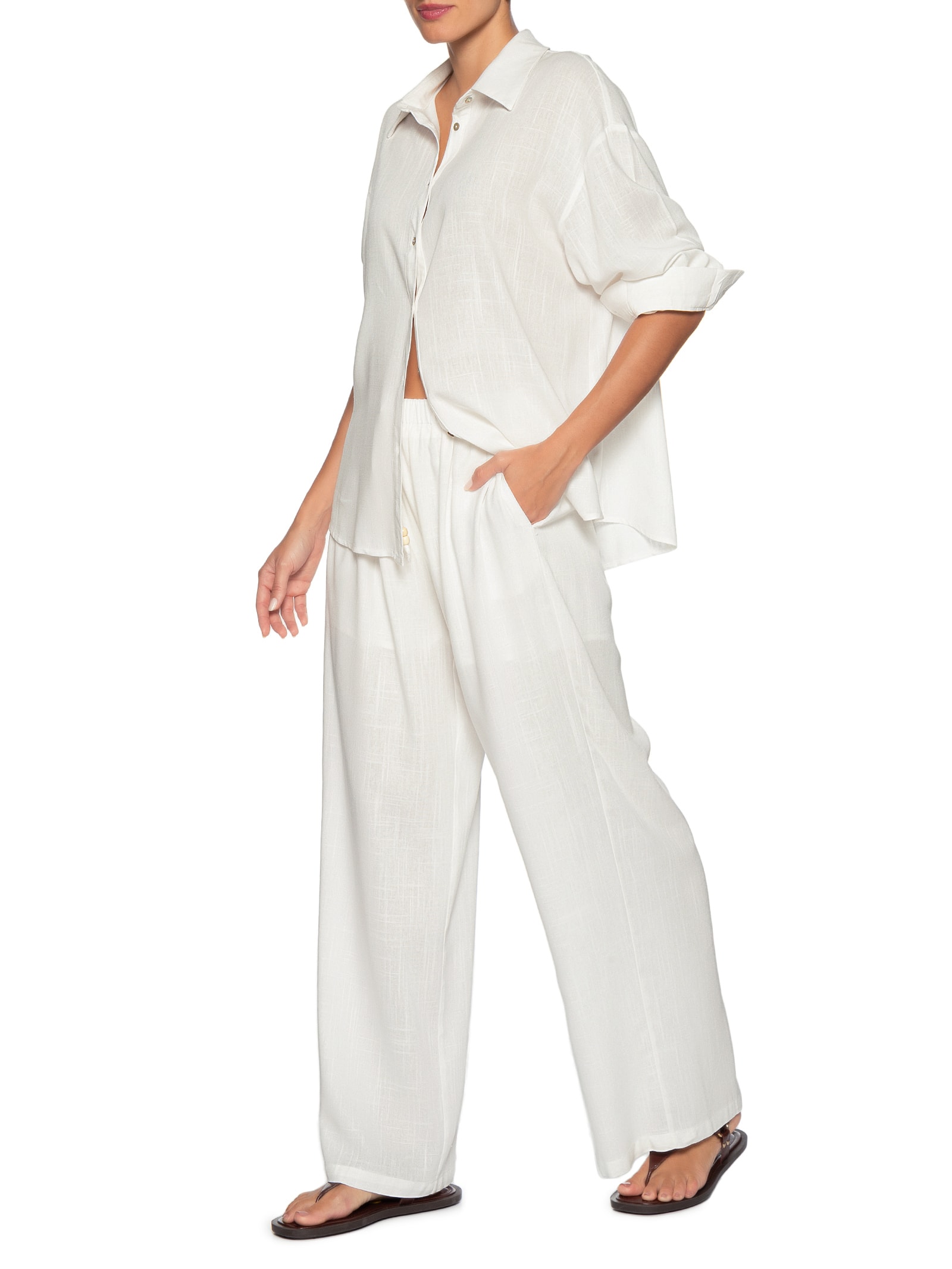 Camisa Feminina Básica – Branco Basiq