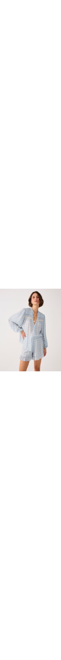 Camisa Feminina Bata Estampa Mar Sereno - Azul