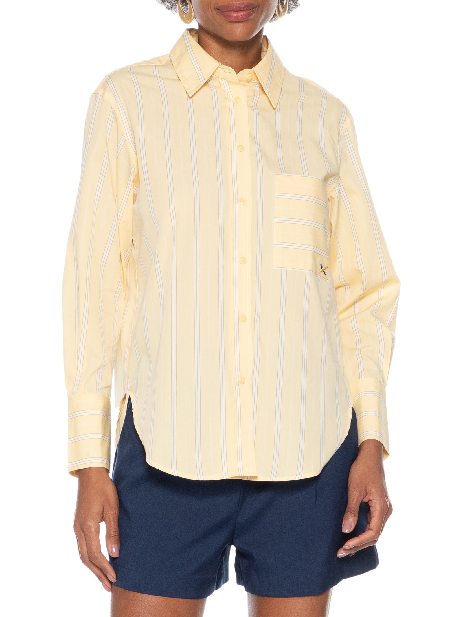 Camisa Feminina Bolso Amarelo Hering
