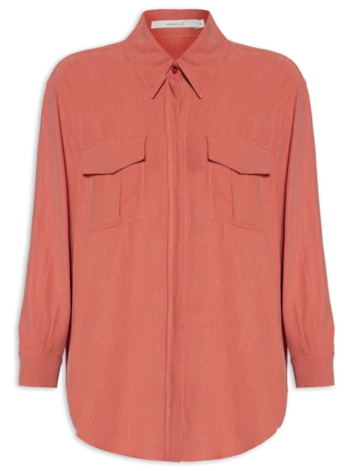 Camisa Feminina Bolso Frente – Rosa