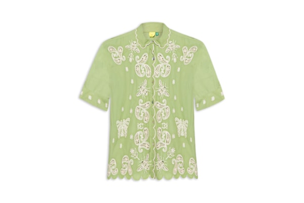 Camisa Feminina Bordada Bandanas Jardim - Verde
