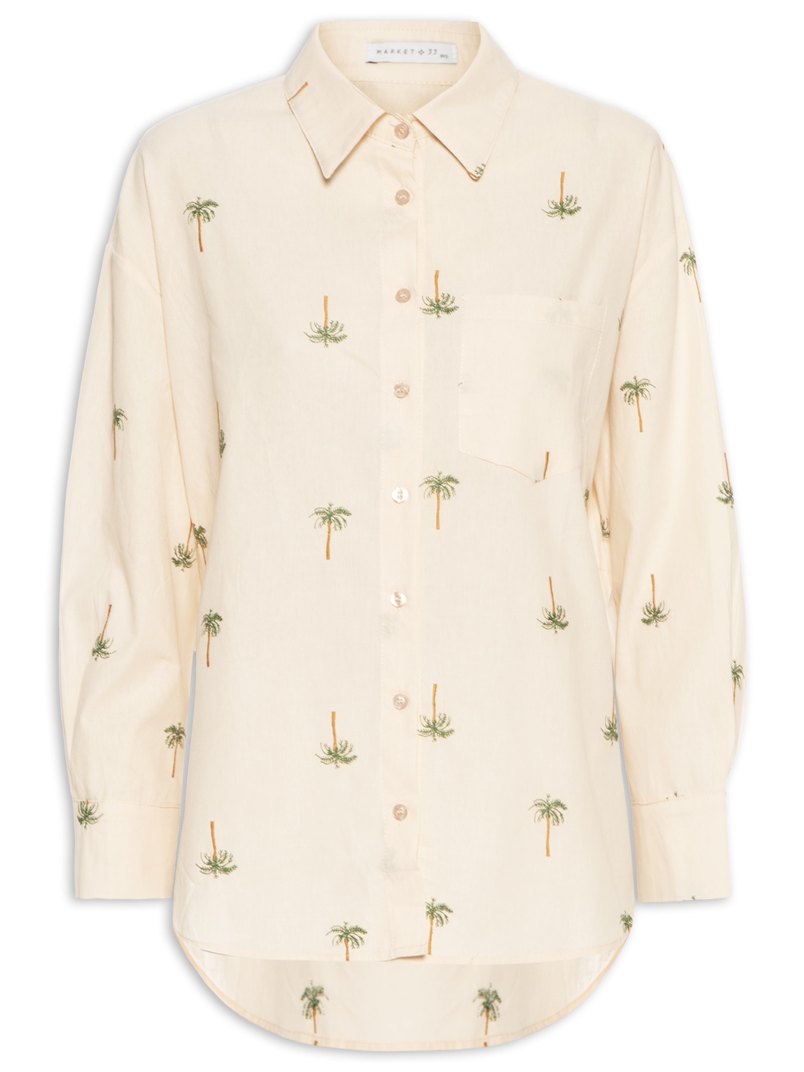 Camisa Feminina Bordada Bege Mktbeach