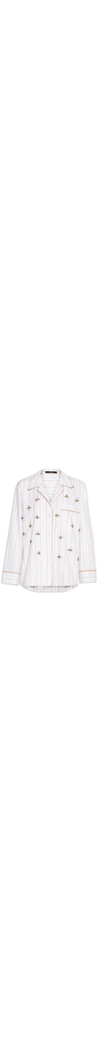 Camisa Feminina Bordada Listra Mostarda – Branco