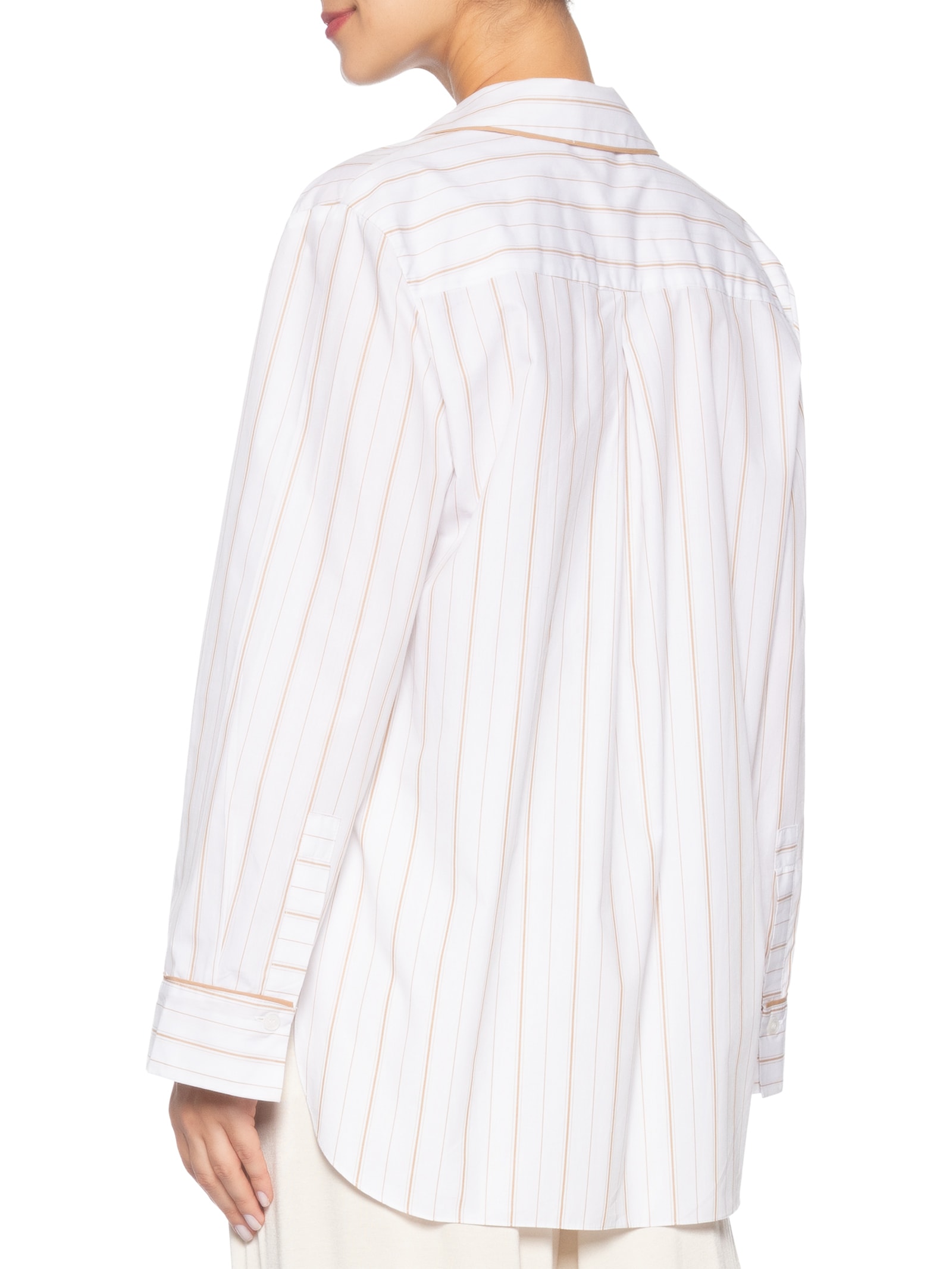 Camisa Feminina Bordada Listra Mostarda – Branco Animale