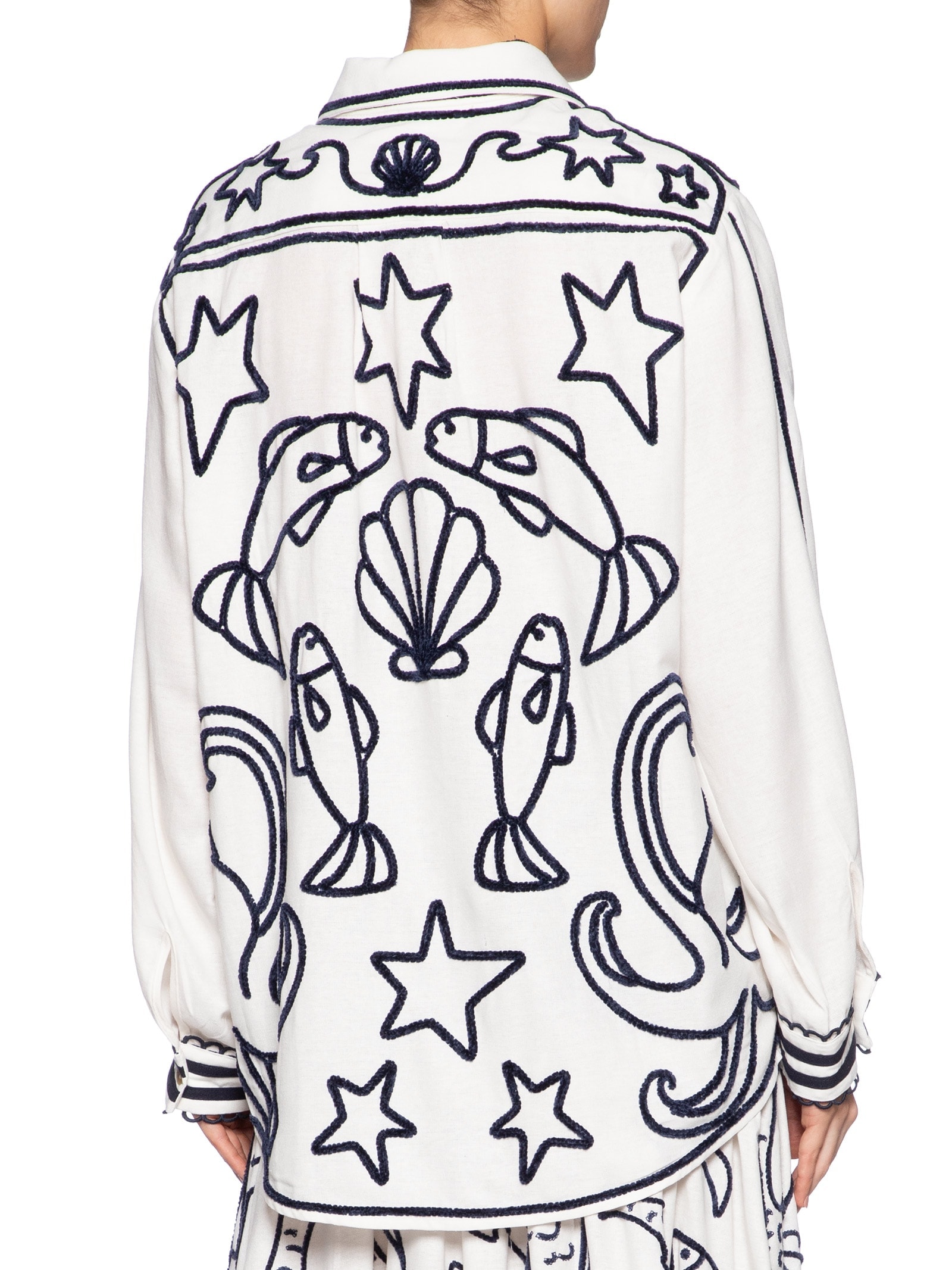 Camisa Feminina Bordada Pescador Branco Farm