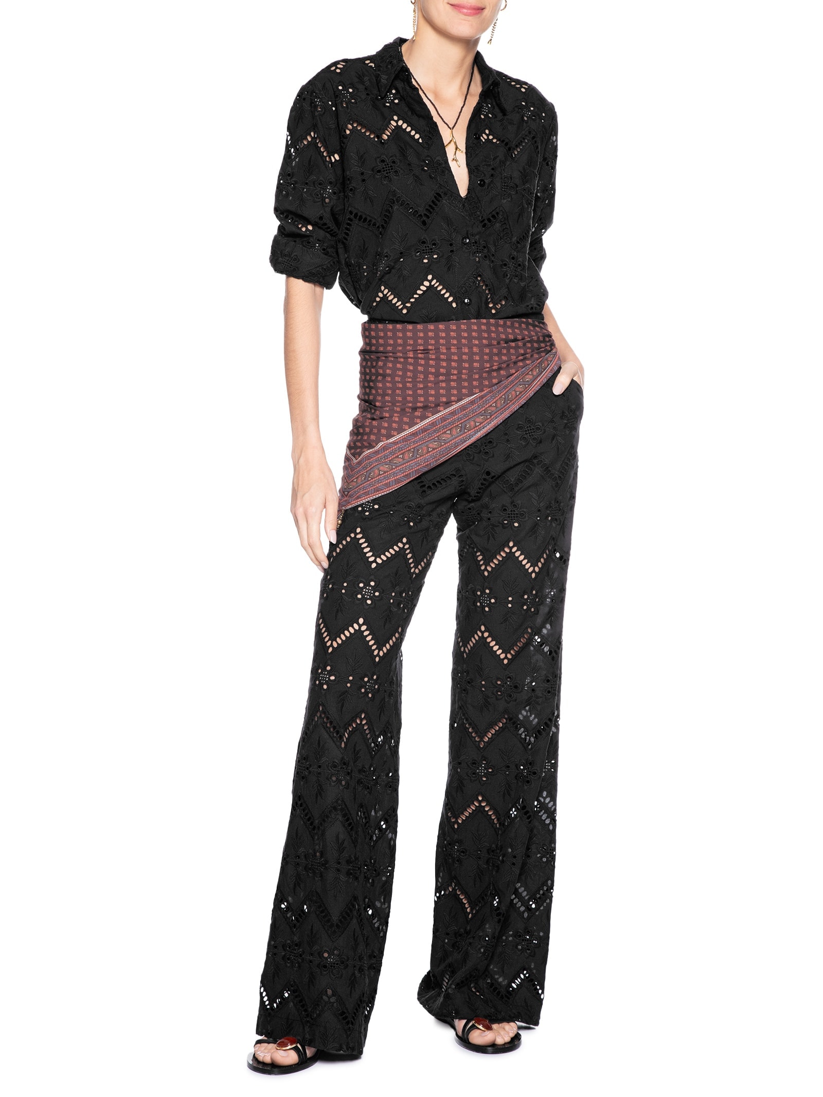 Camisa Feminina Bordado Gale Preto Maria Filó