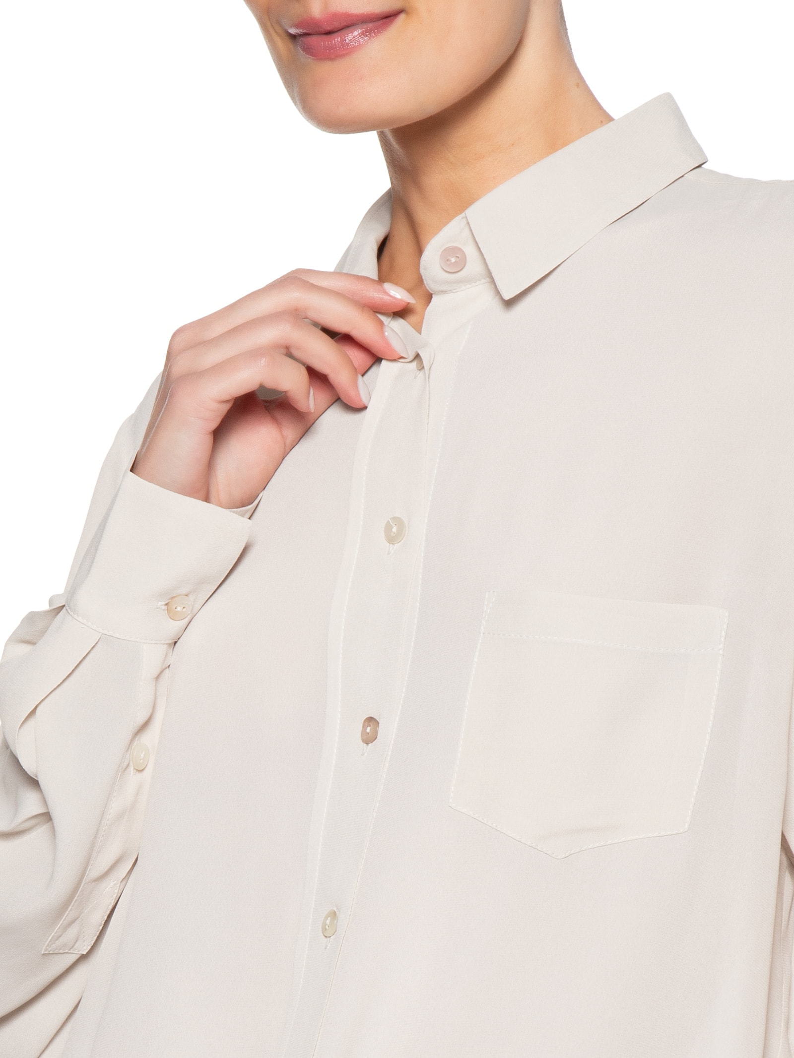 Camisa Feminina Bossa Pétala Bege Animale