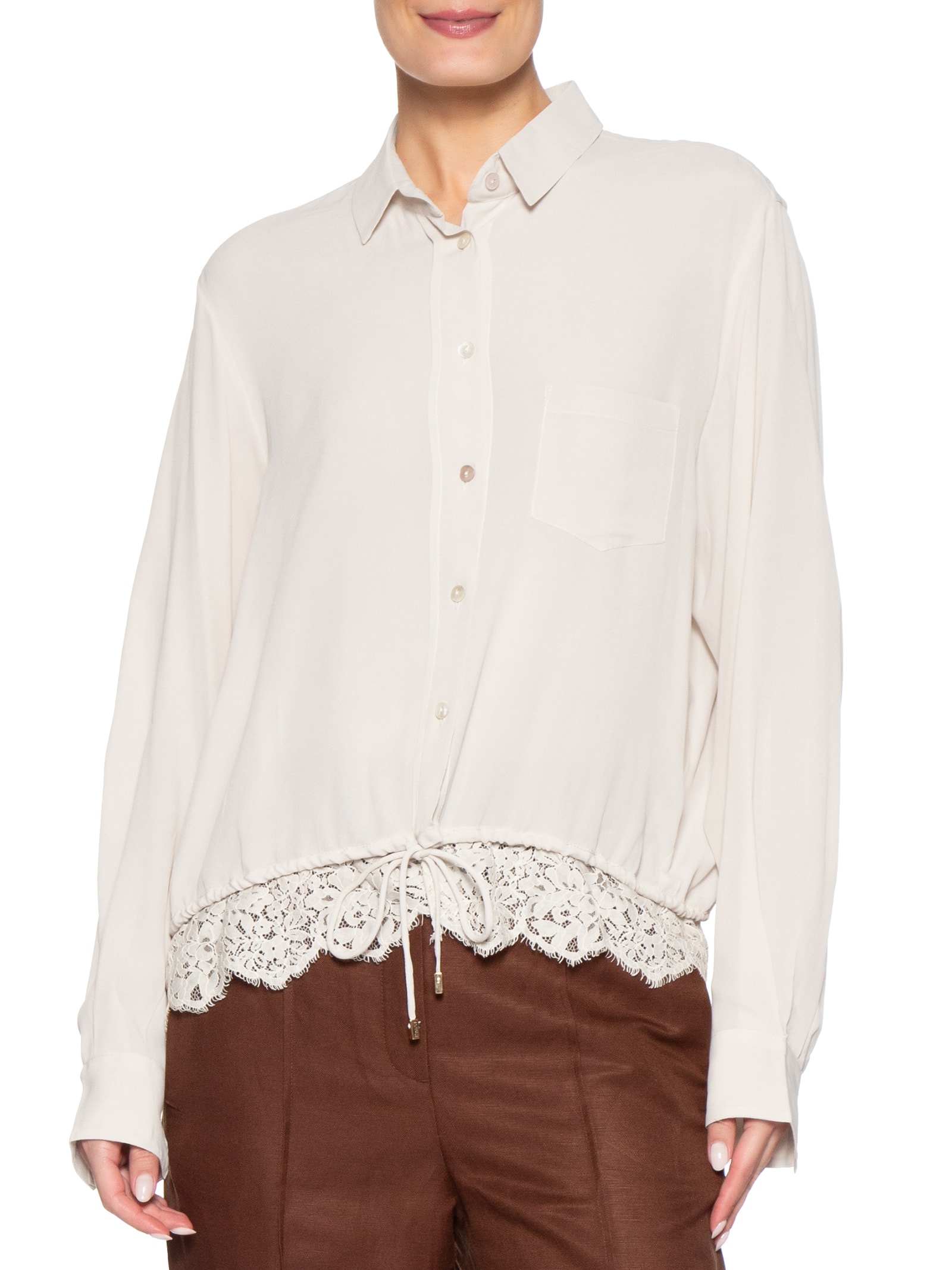 Camisa Feminina Bossa Pétala Bege Animale