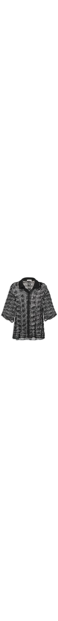 Camisa Feminina Botões Crochet - Preto