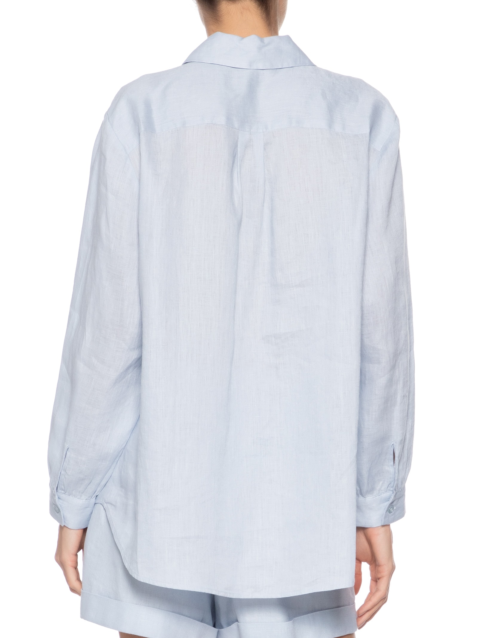 Camisa Feminina Botões Manga Longa Azul Maria Filó