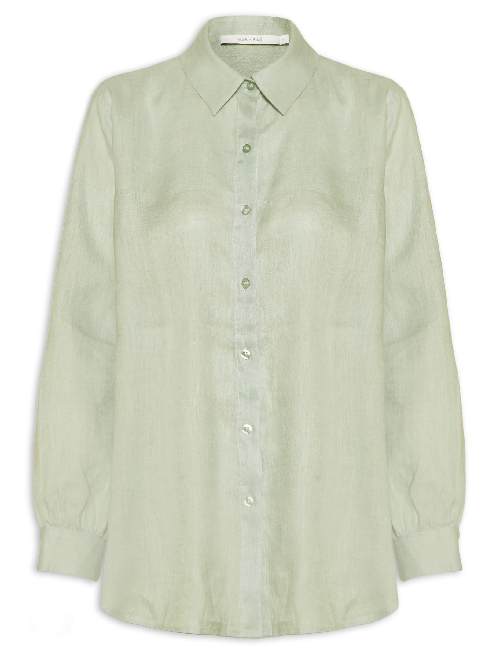 Camisa Feminina Botões Manga Longa Verde Maria Filó