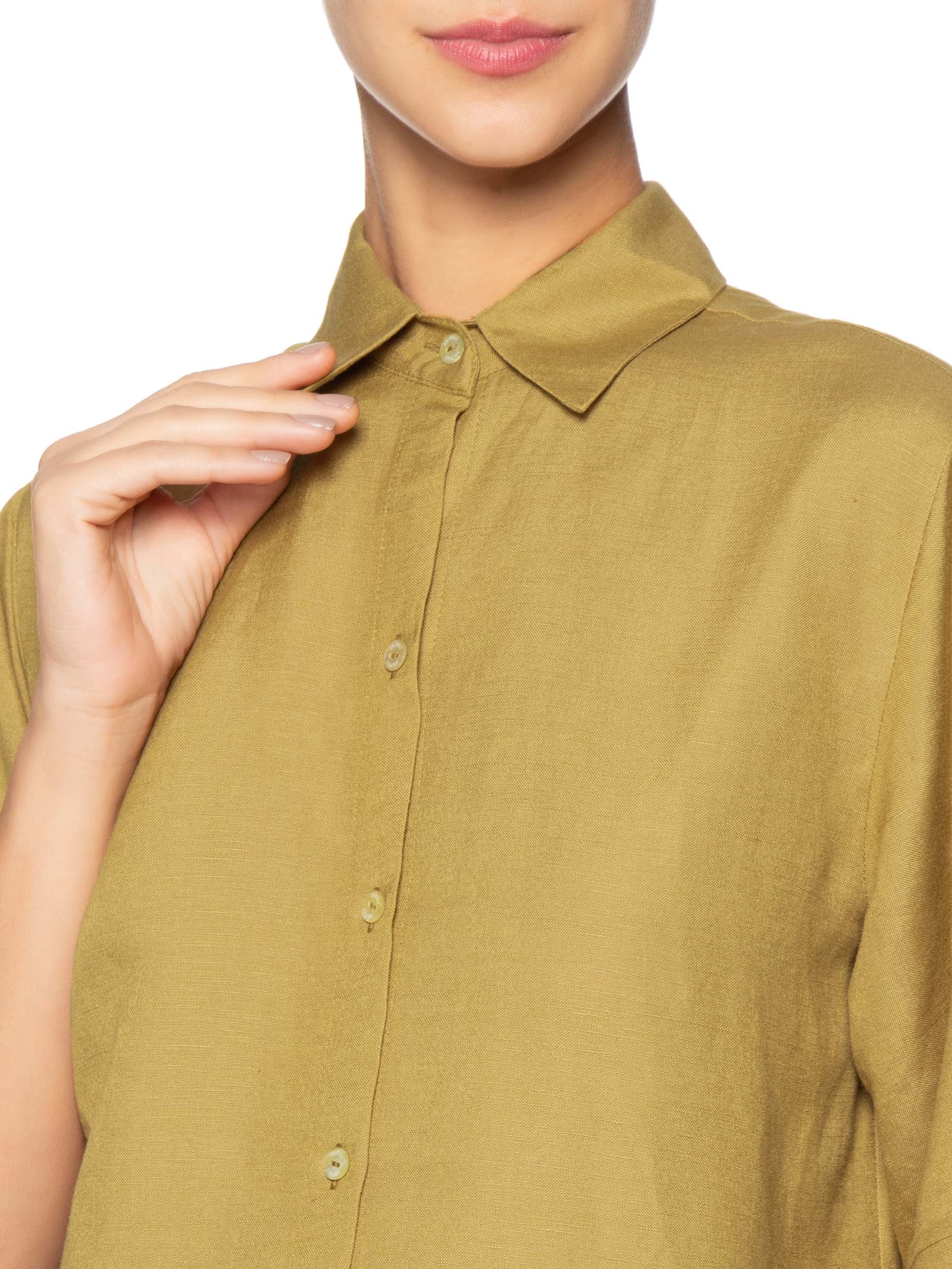 Camisa Feminina Caixote Demerara Linho Verde Animale