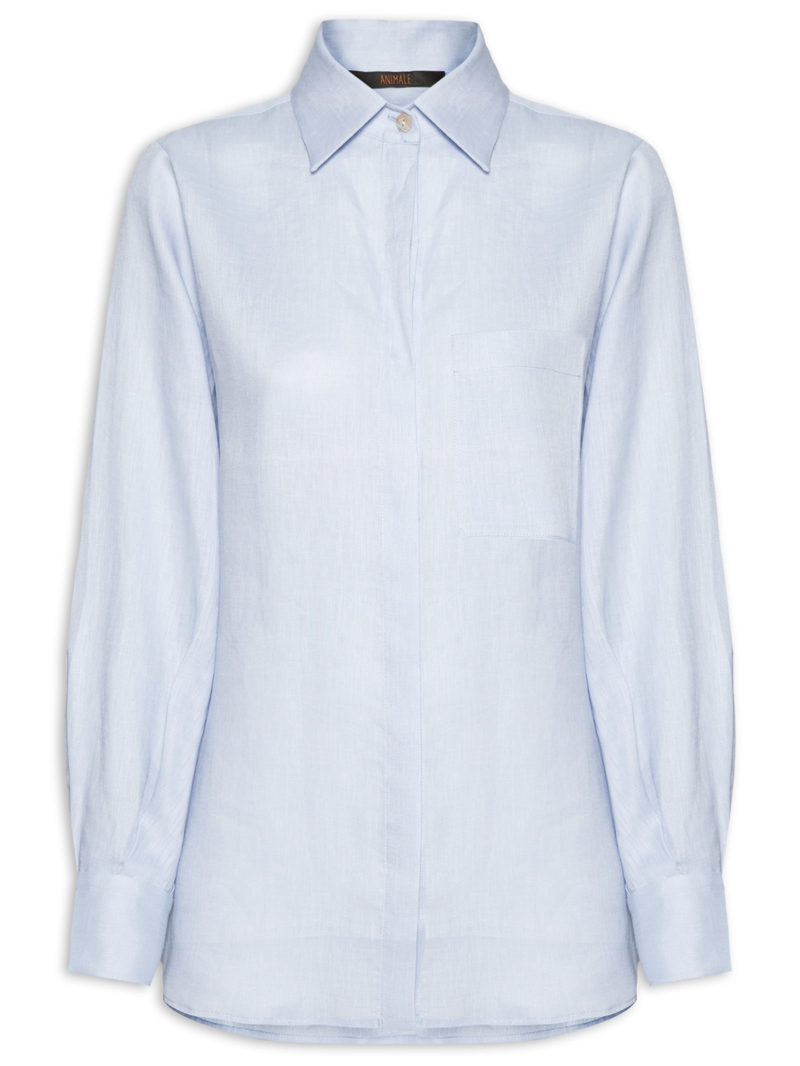 Camisa Feminina Cambraia De Linho Azul Animale
