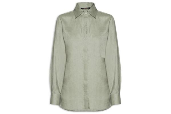 Camisa Feminina Cambraia De Linho Color - Verde