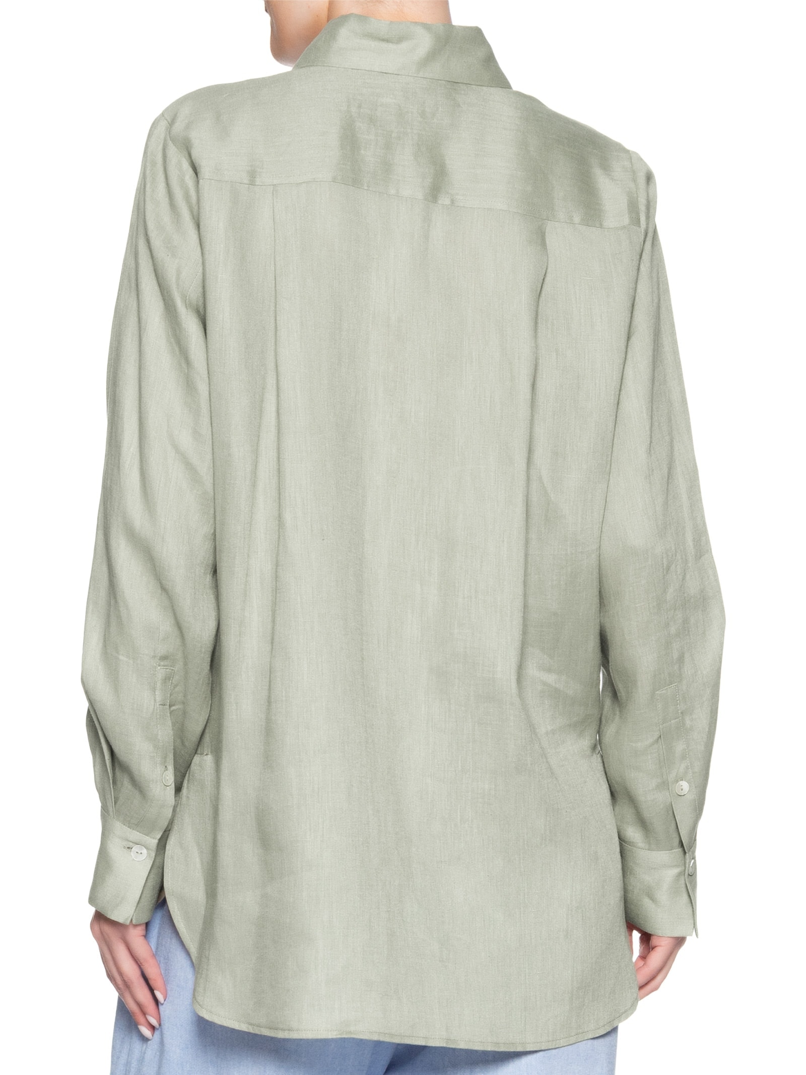 Camisa Feminina Cambraia De Linho Color Verde Animale