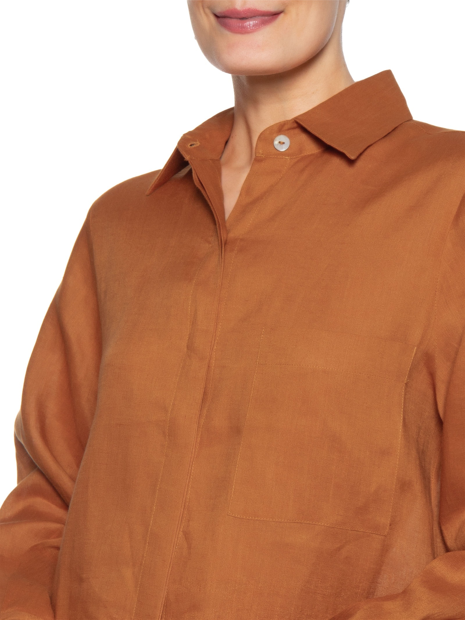 Camisa Feminina Cambraia De Linho Laranja Animale