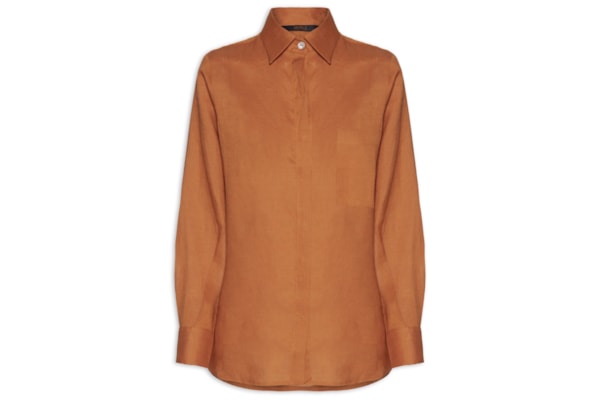 Camisa Feminina Cambraia De Linho - Laranja