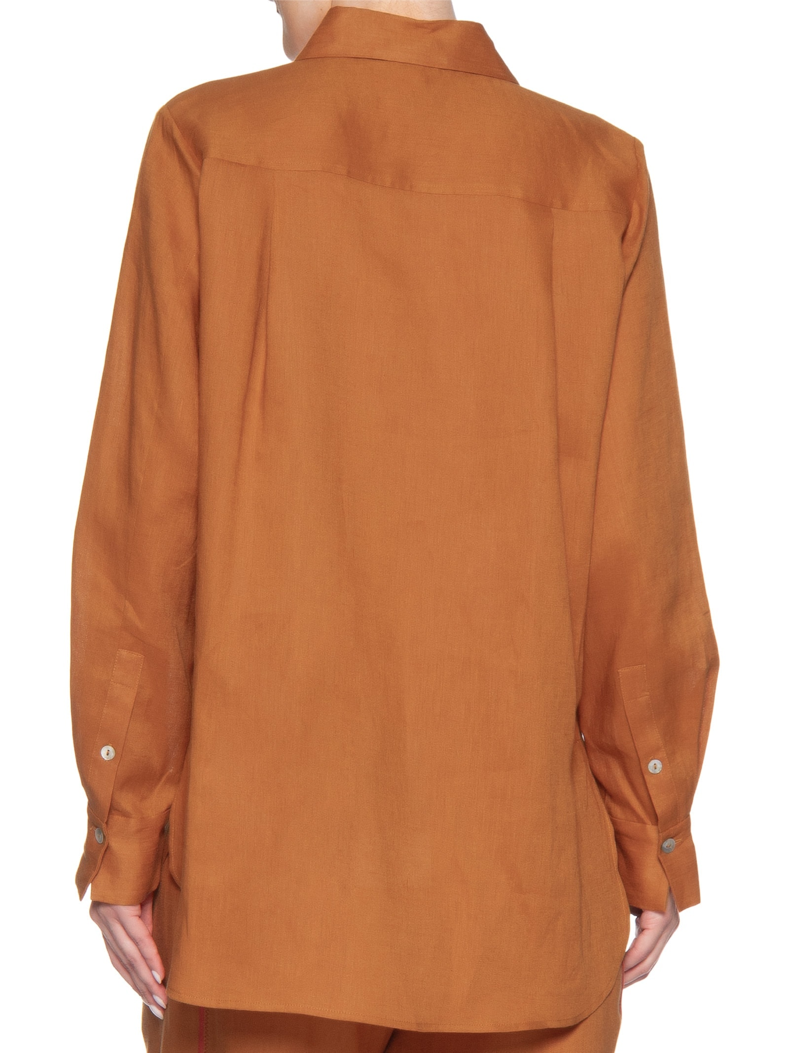 Camisa Feminina Cambraia De Linho Laranja Animale