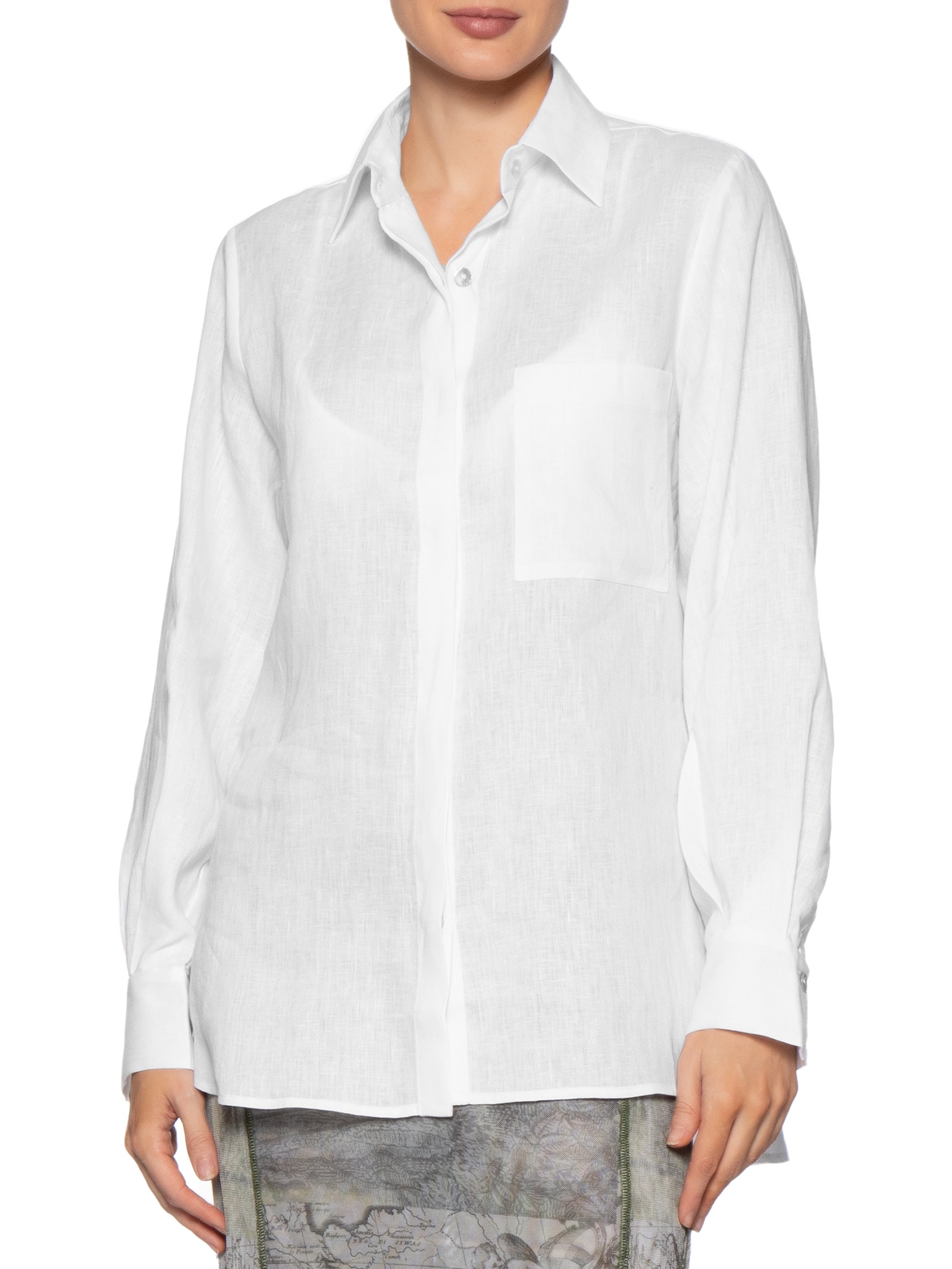 Camisa Feminina Cambraia de Linho Off White Animale