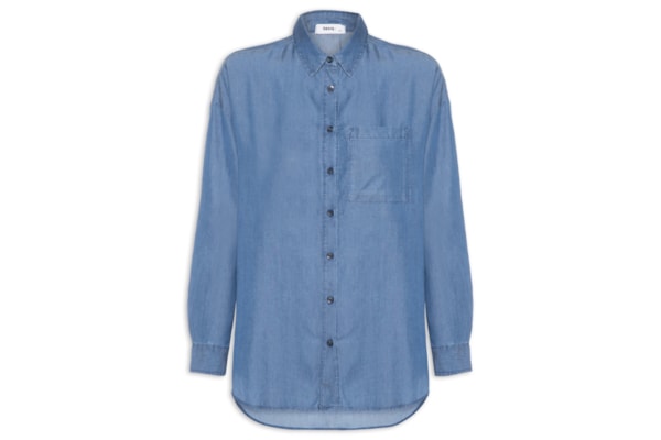 Camisa Feminina Casual Manga Longa - Azul