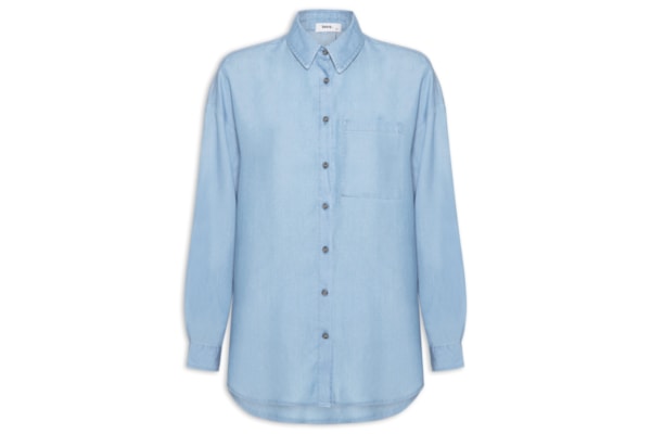 Camisa Feminina Casual Manga Longa - Azul
