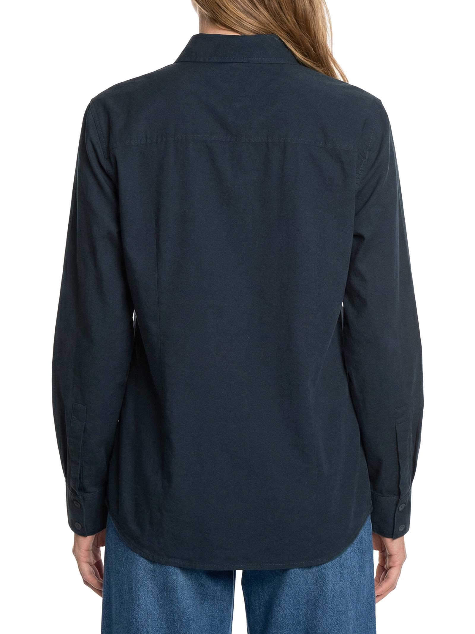 Camisa Feminina Classic Poplin Roll-Tab Azul Tommy Hilfiger