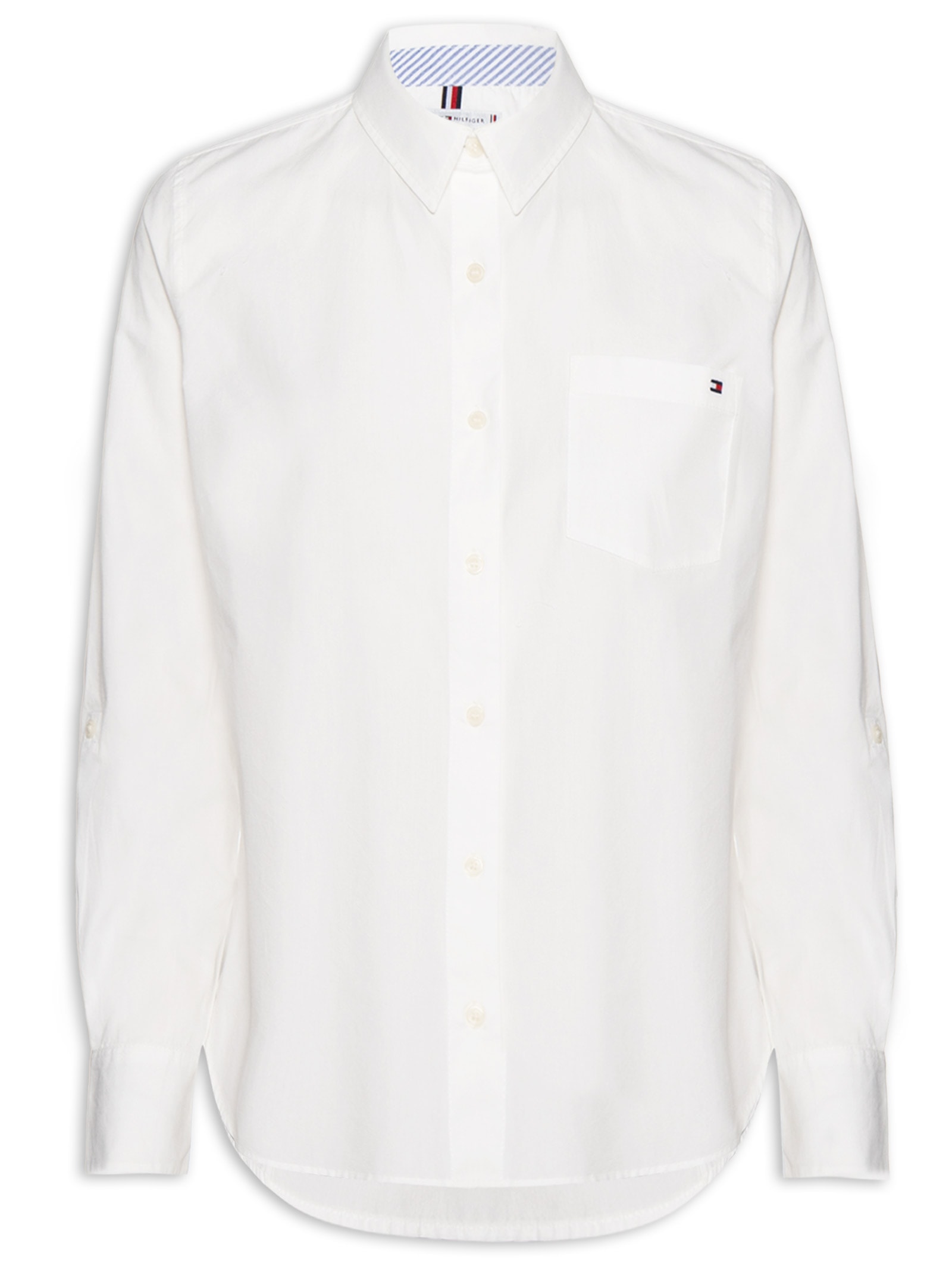 Camisa Feminina Classic Poplin Roll-Tab Branco Tommy Hilfiger