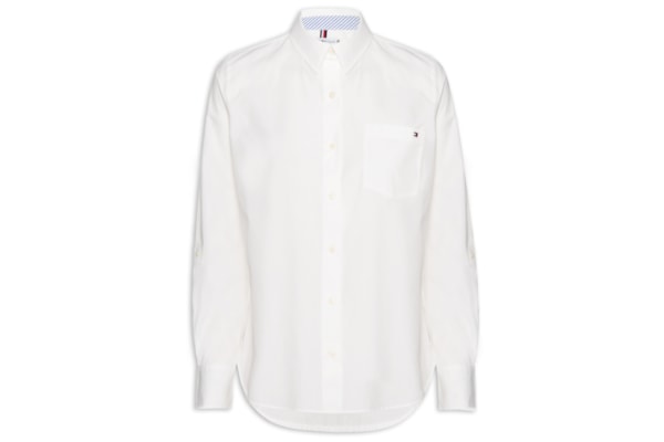 Camisa Feminina Classic Poplin Roll-Tab - Branco