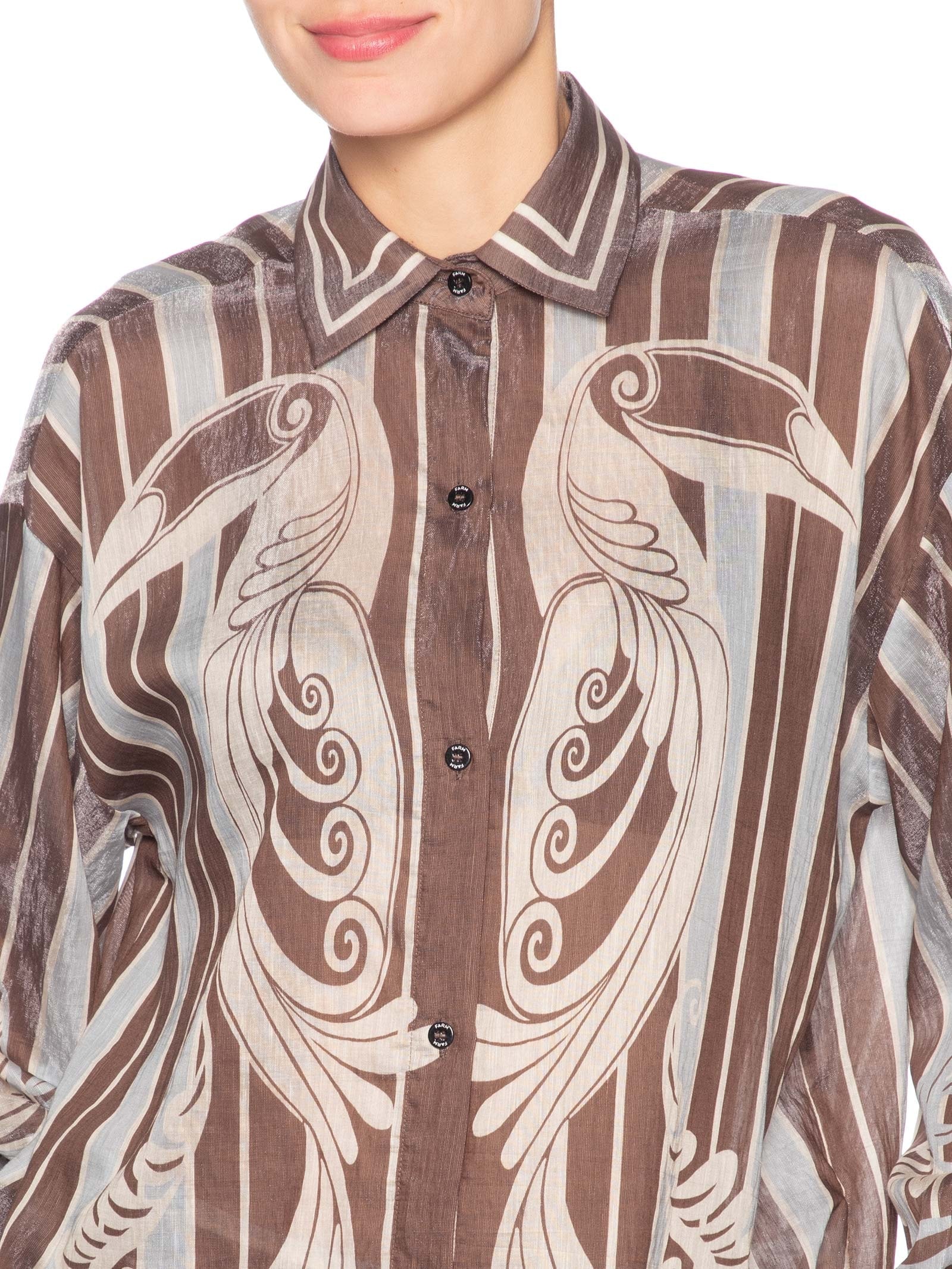 Camisa Feminina Coletânea Tropical Marrom Farm
