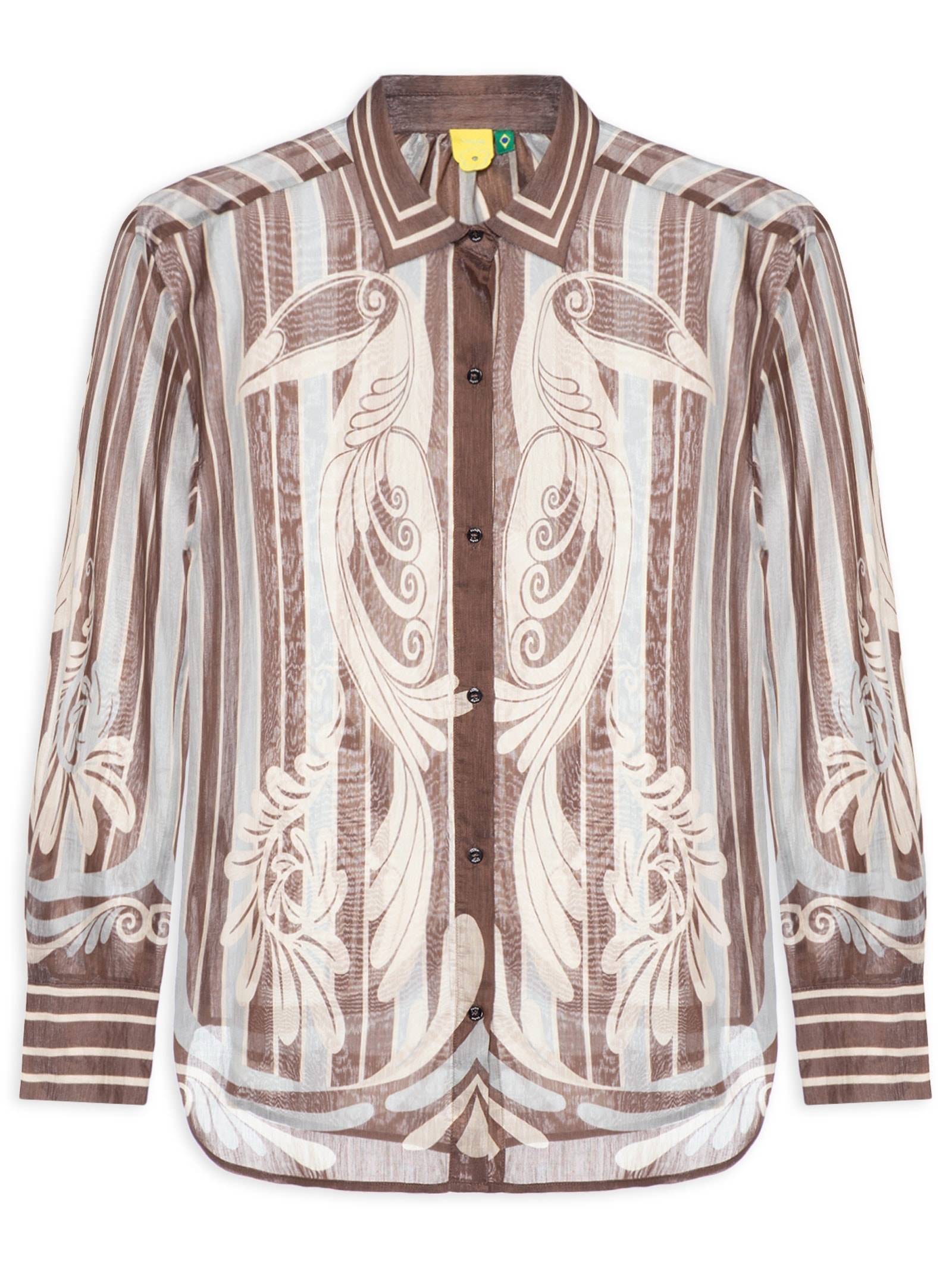Camisa Feminina Coletânea Tropical Marrom Farm