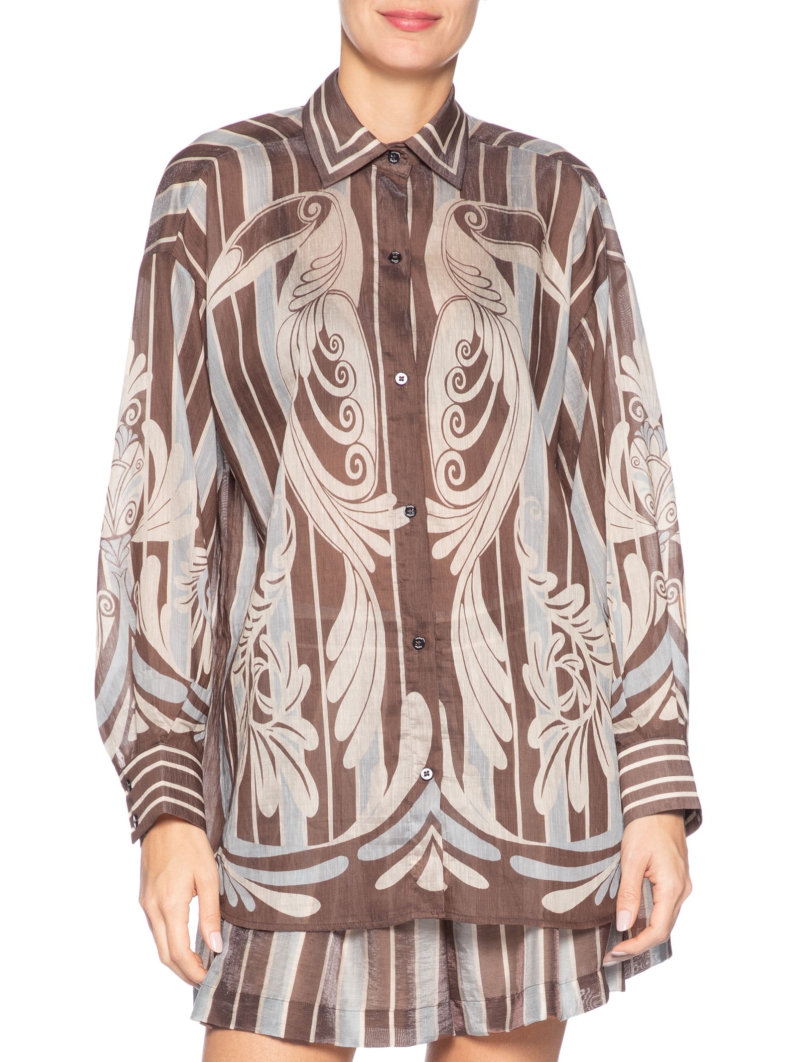 Camisa Feminina Coletânea Tropical Marrom Farm