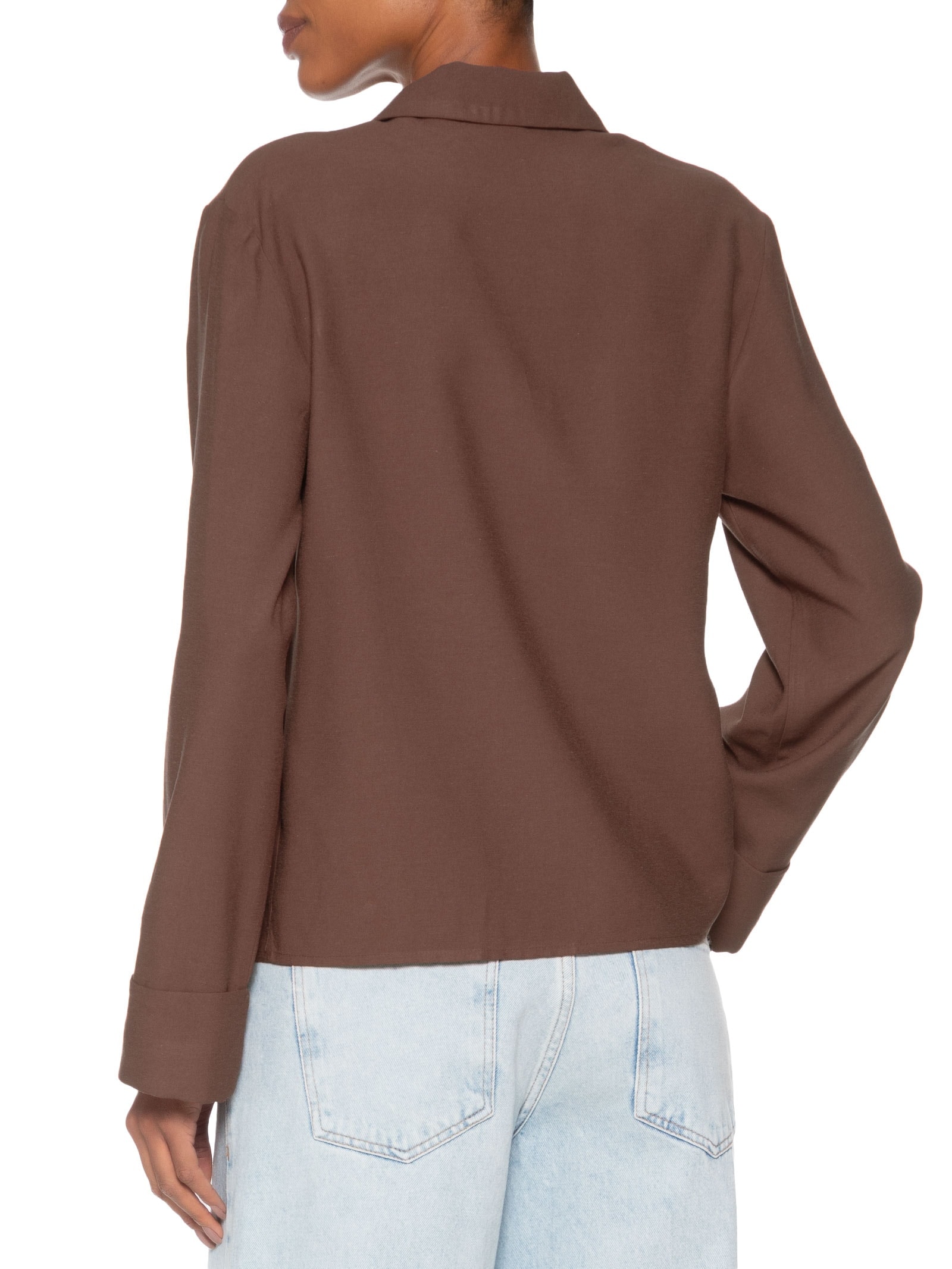 Camisa Feminina Com Abertura Frontal Marrom '2Essential