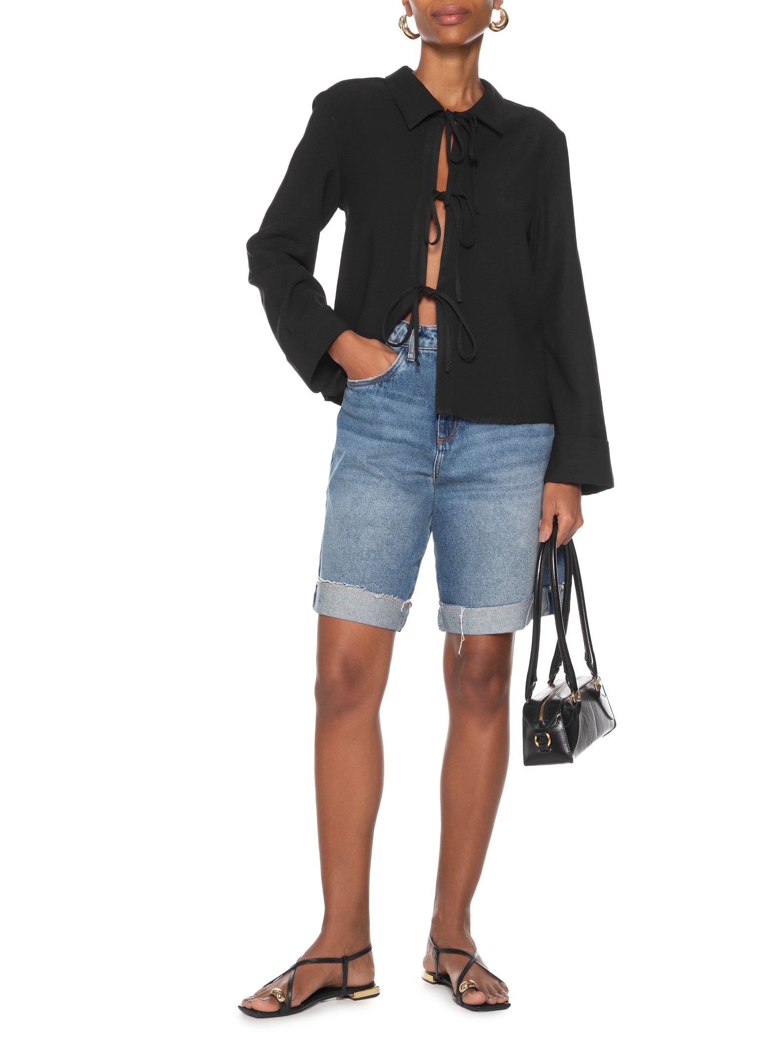 Camisa Feminina Com Abertura Frontal Preto '2Essential