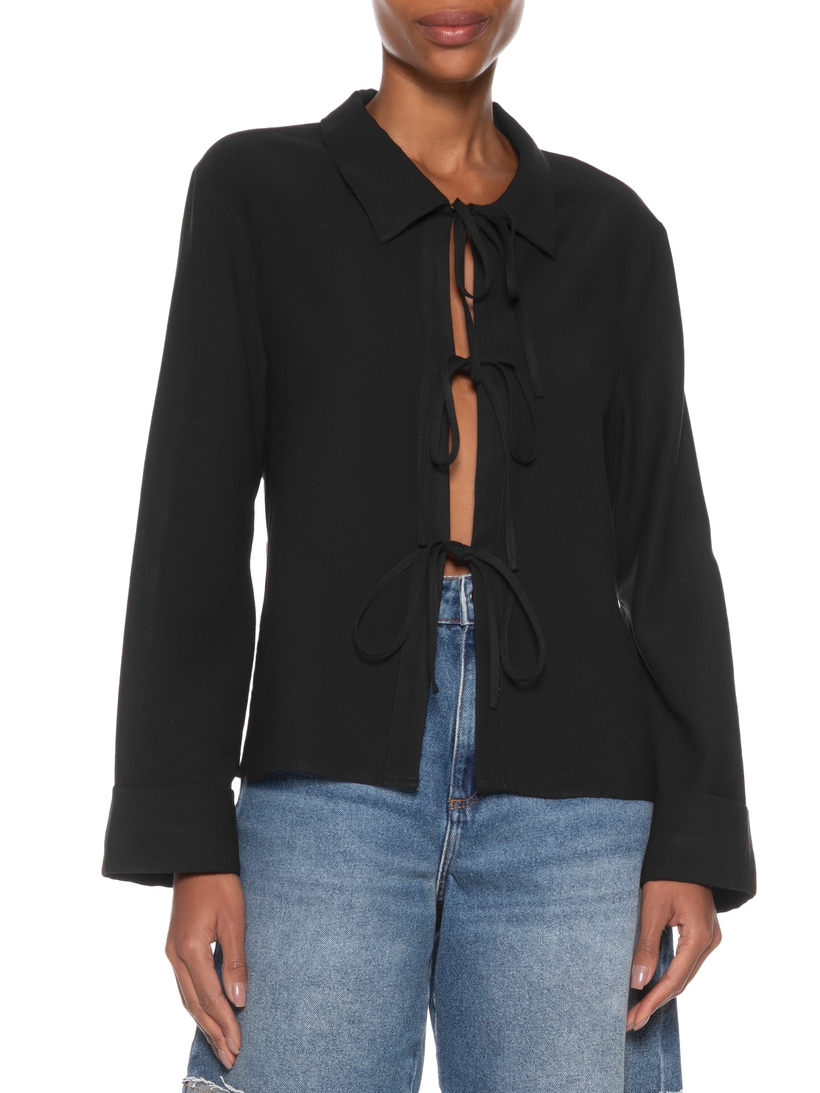 Camisa Feminina Com Abertura Frontal Preto '2Essential