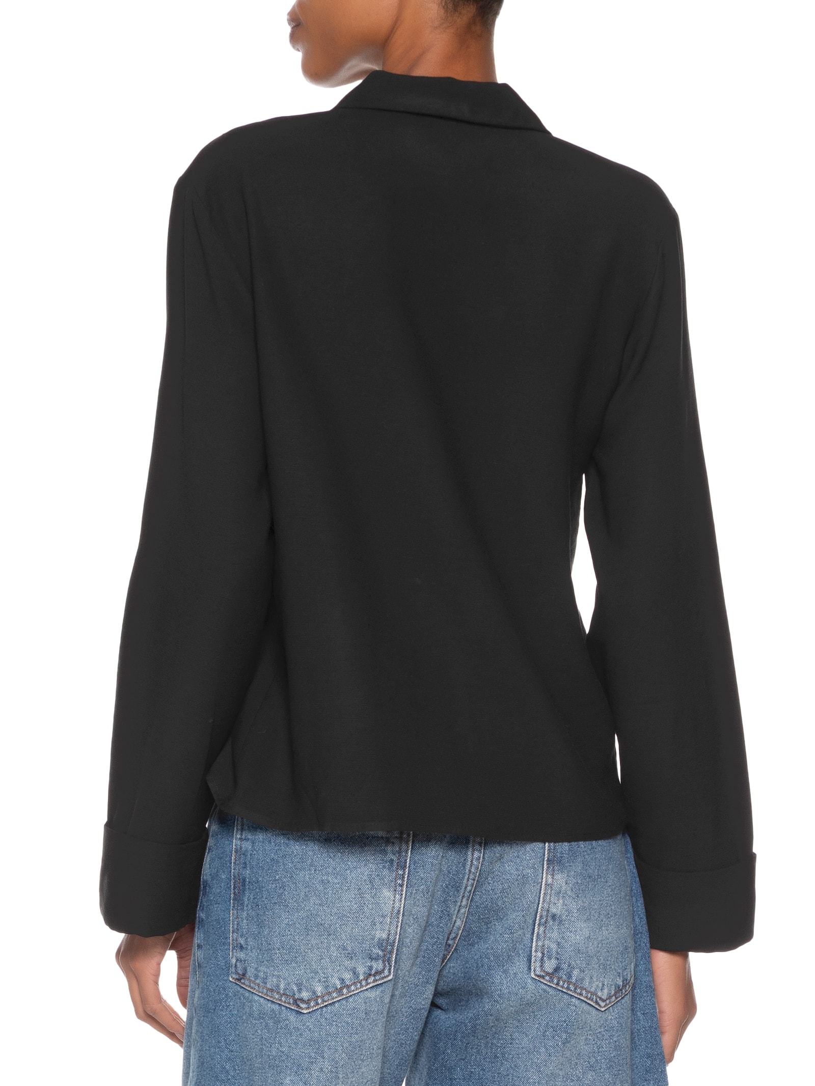 Camisa Feminina Com Abertura Frontal Preto '2Essential