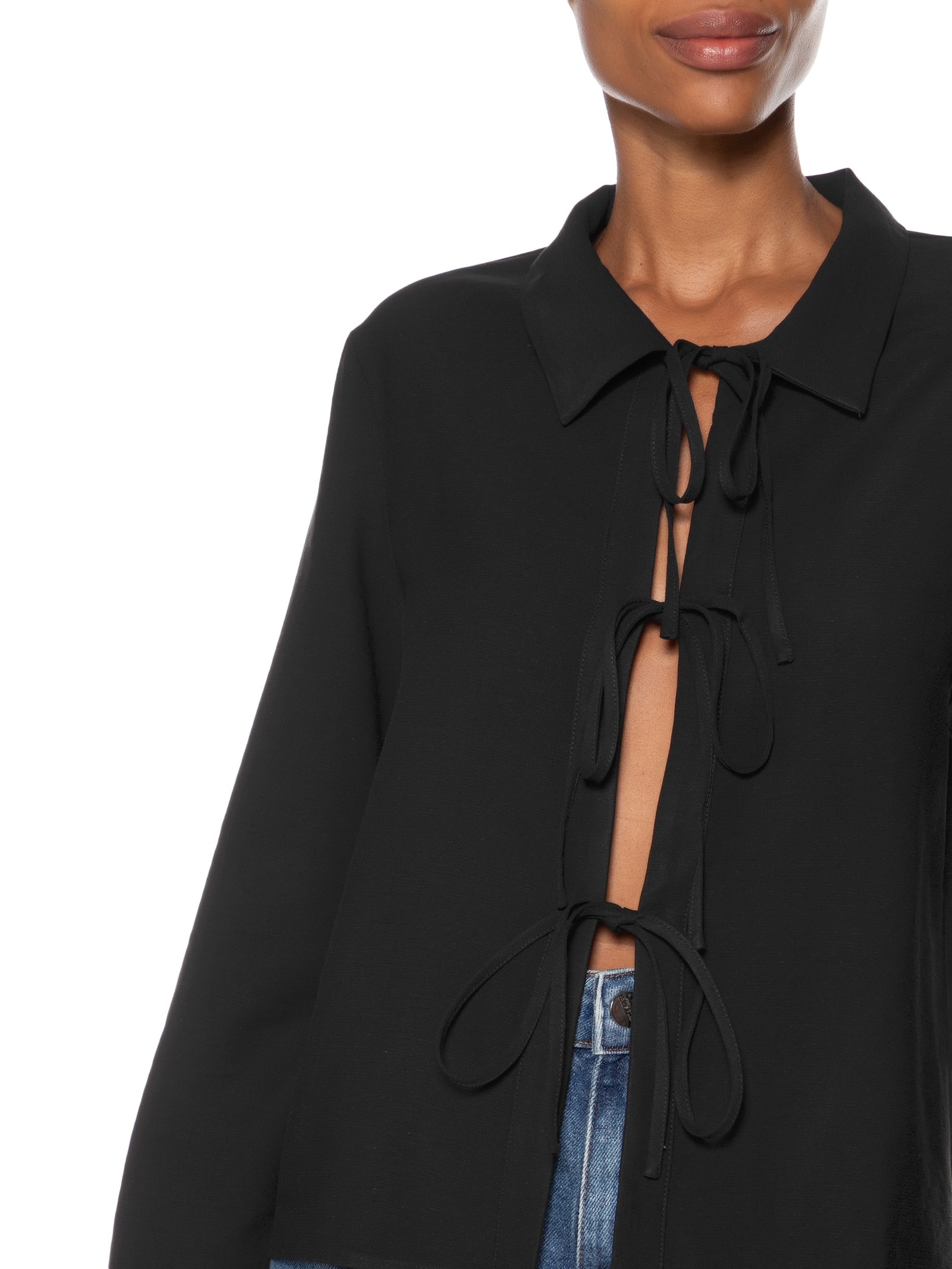 Camisa Feminina Com Abertura Frontal Preto '2Essential
