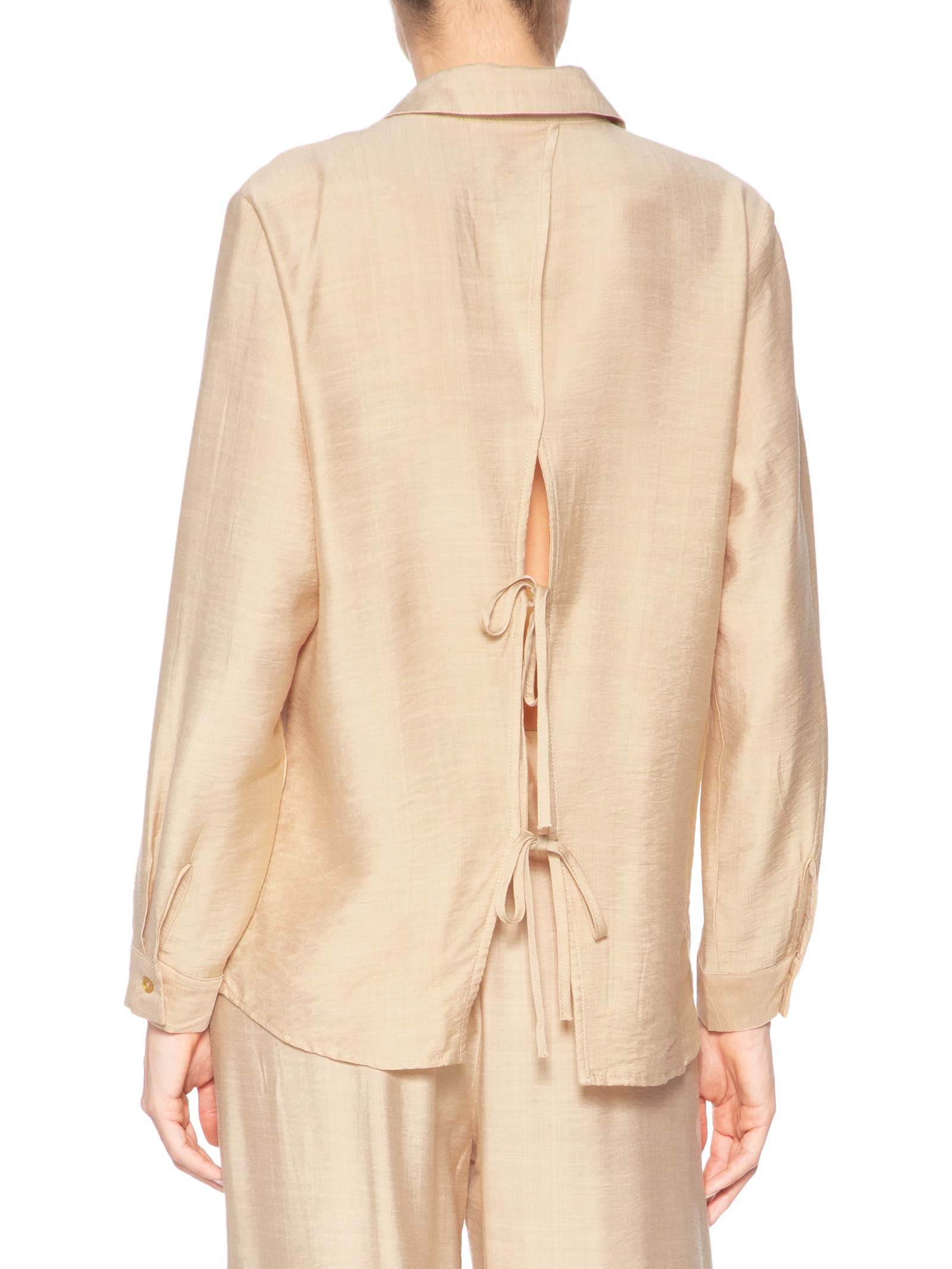 Camisa Feminina Com Amarração Nas Costas Bege Market 33