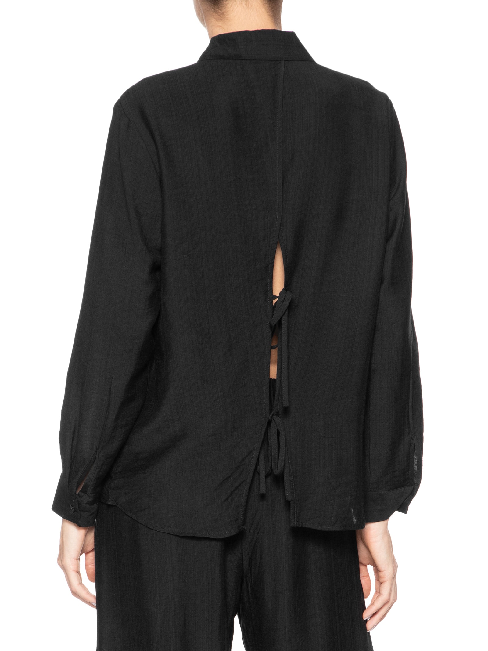 Camisa Feminina Com Amarração Nas Costas Preto Market 33