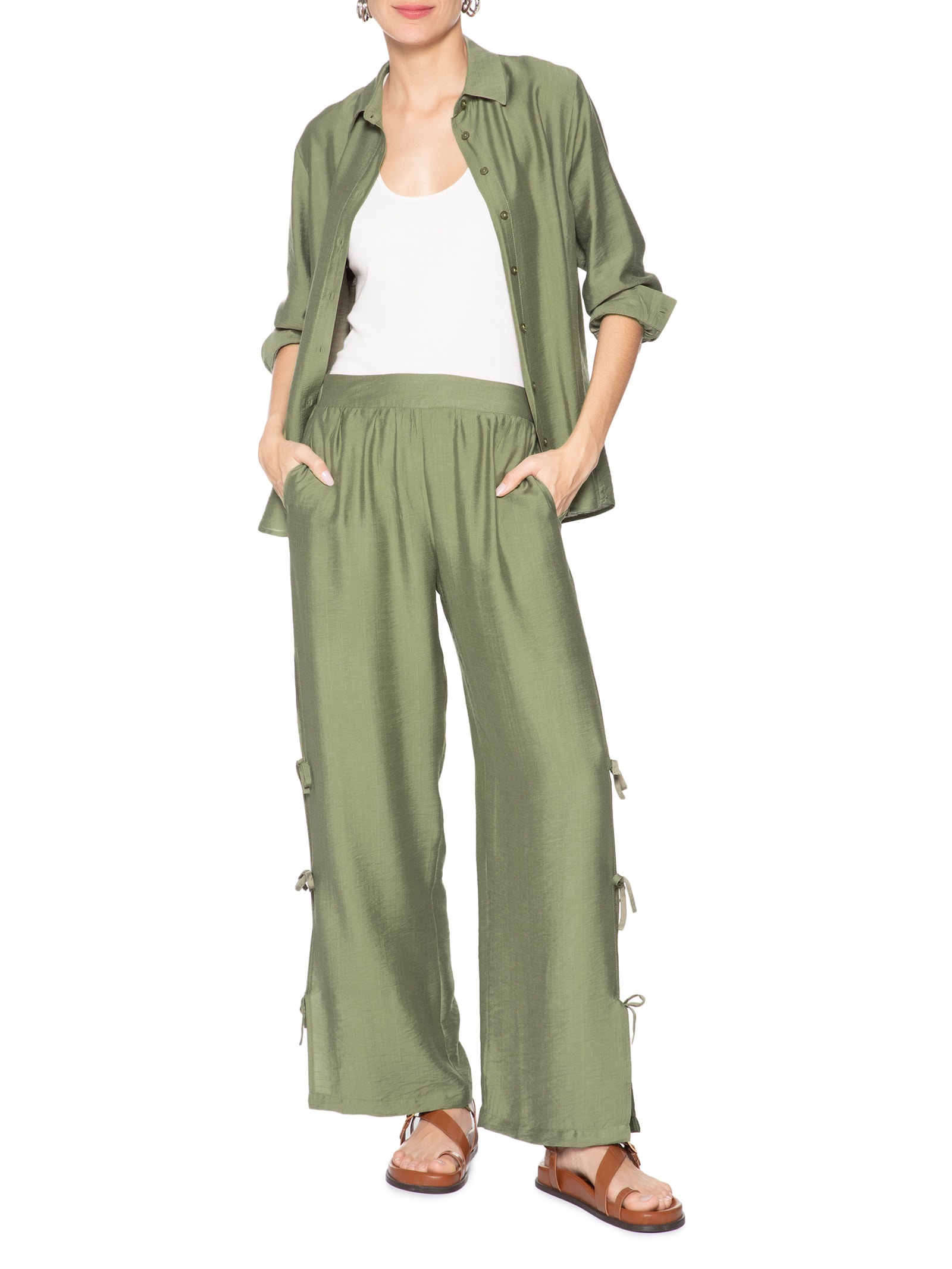 Camisa Feminina Com Amarração Nas Costas Verde Market 33